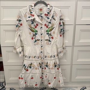FARM Rio White Mini Dress with Colorful Embroidery